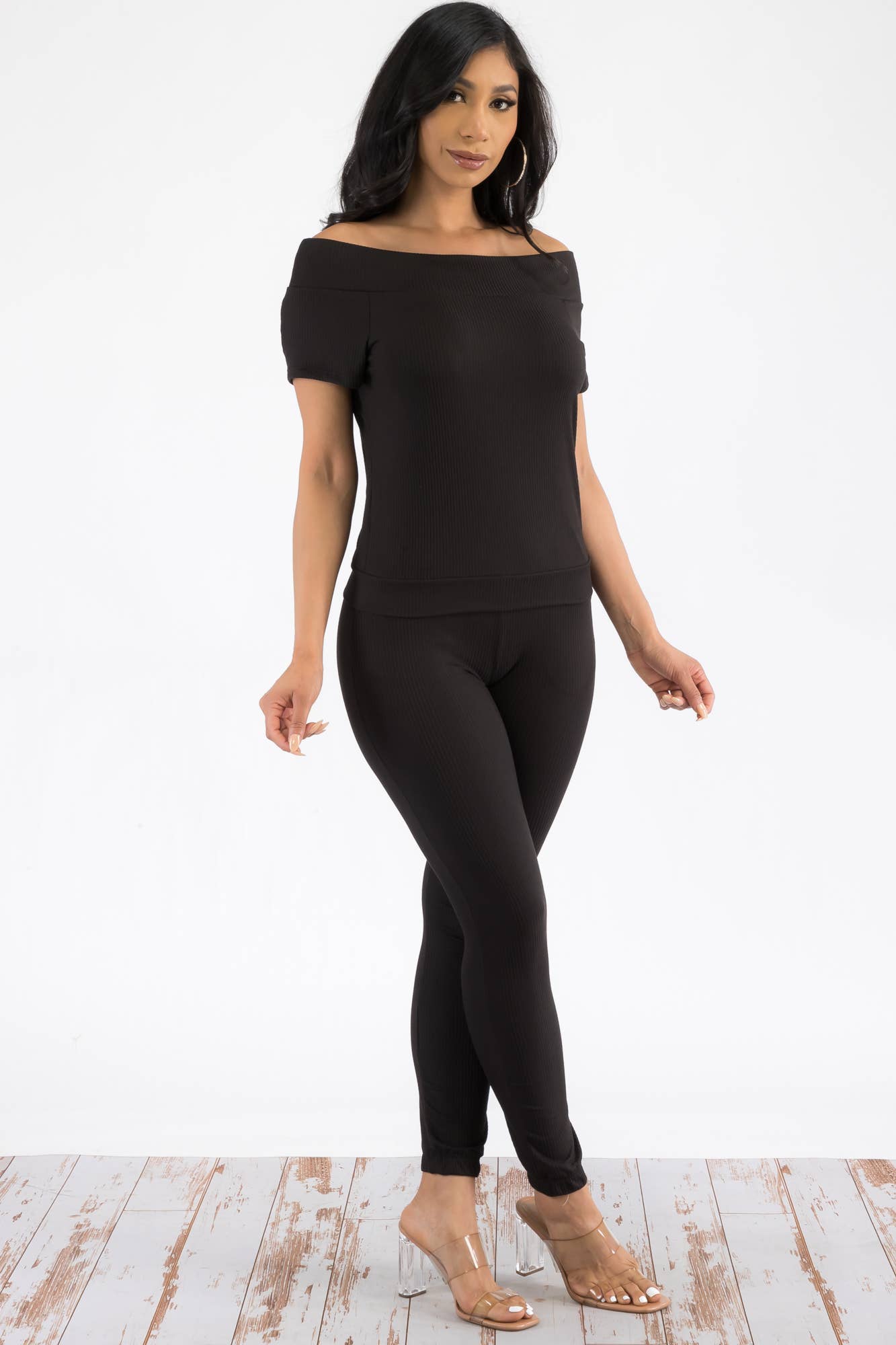 H&H Fashion Inc. - Venta al por mayor Conjuntos de top y pantalón (NO para estar en casa) - Mujer - HH629R-SET - Conjunto acanalado con hombros descubiertos17