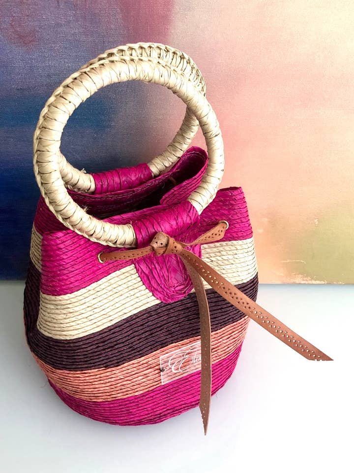 Flerfarvet Vævet Taske - Fuchsia for engroshandel hos Eloli
