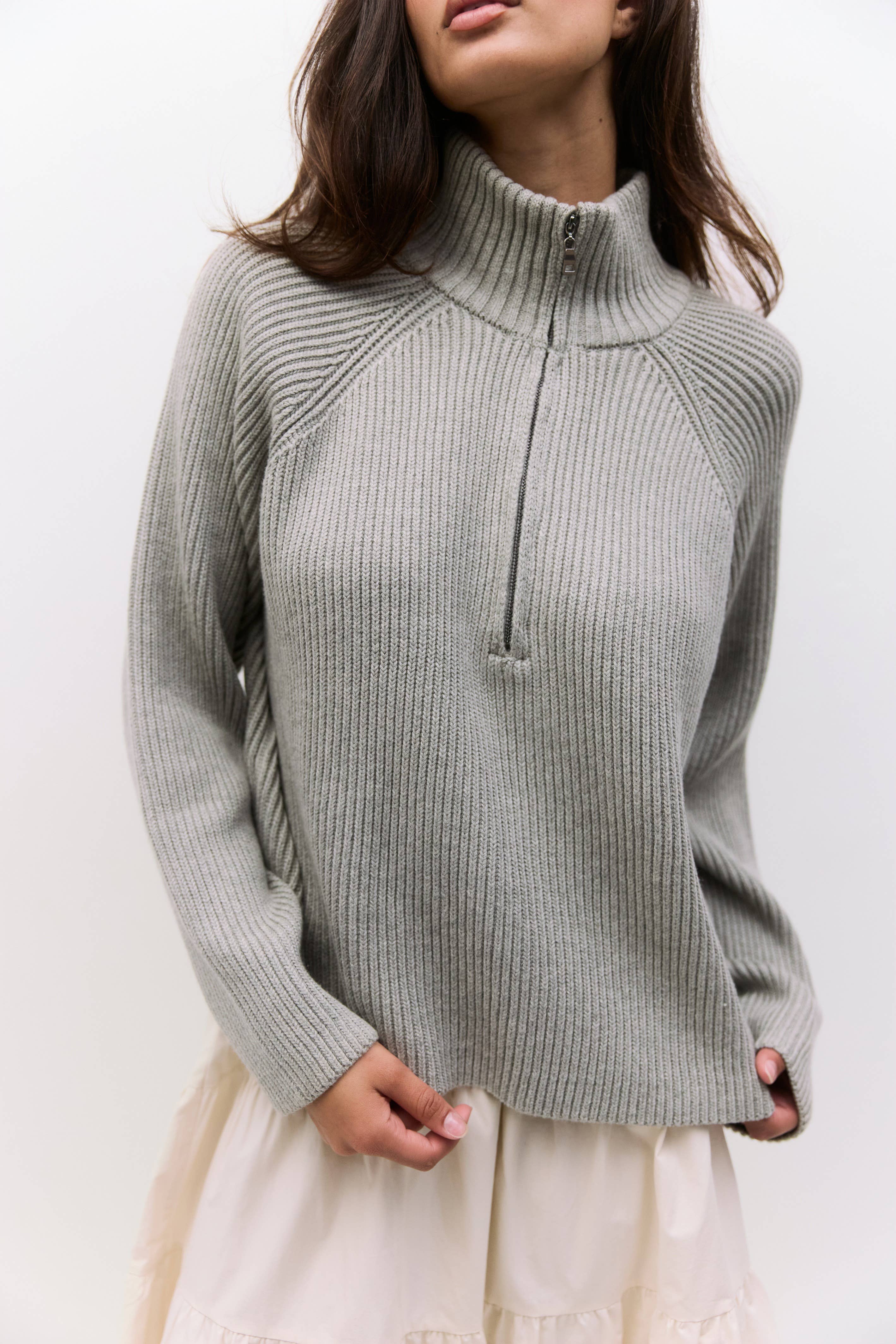 MOD REF - Wholesale Knit Sweater - Women's - The Jules Sweater | Half-Zip Chunky Sweater10