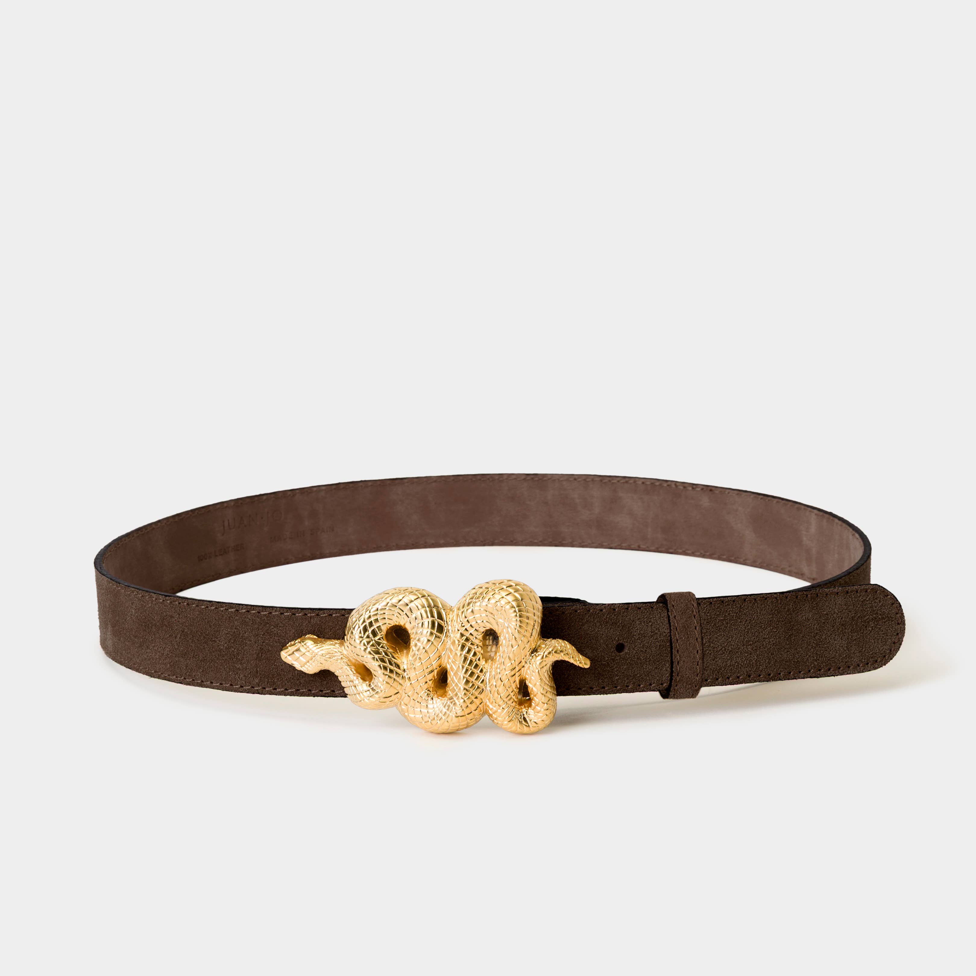 JUAN·JO GALLERY      (Leather Gallery, SCP) - Venta al por mayor Cinturón - Mujer - Cinturón de ante con hebilla de serpiente dorada2
