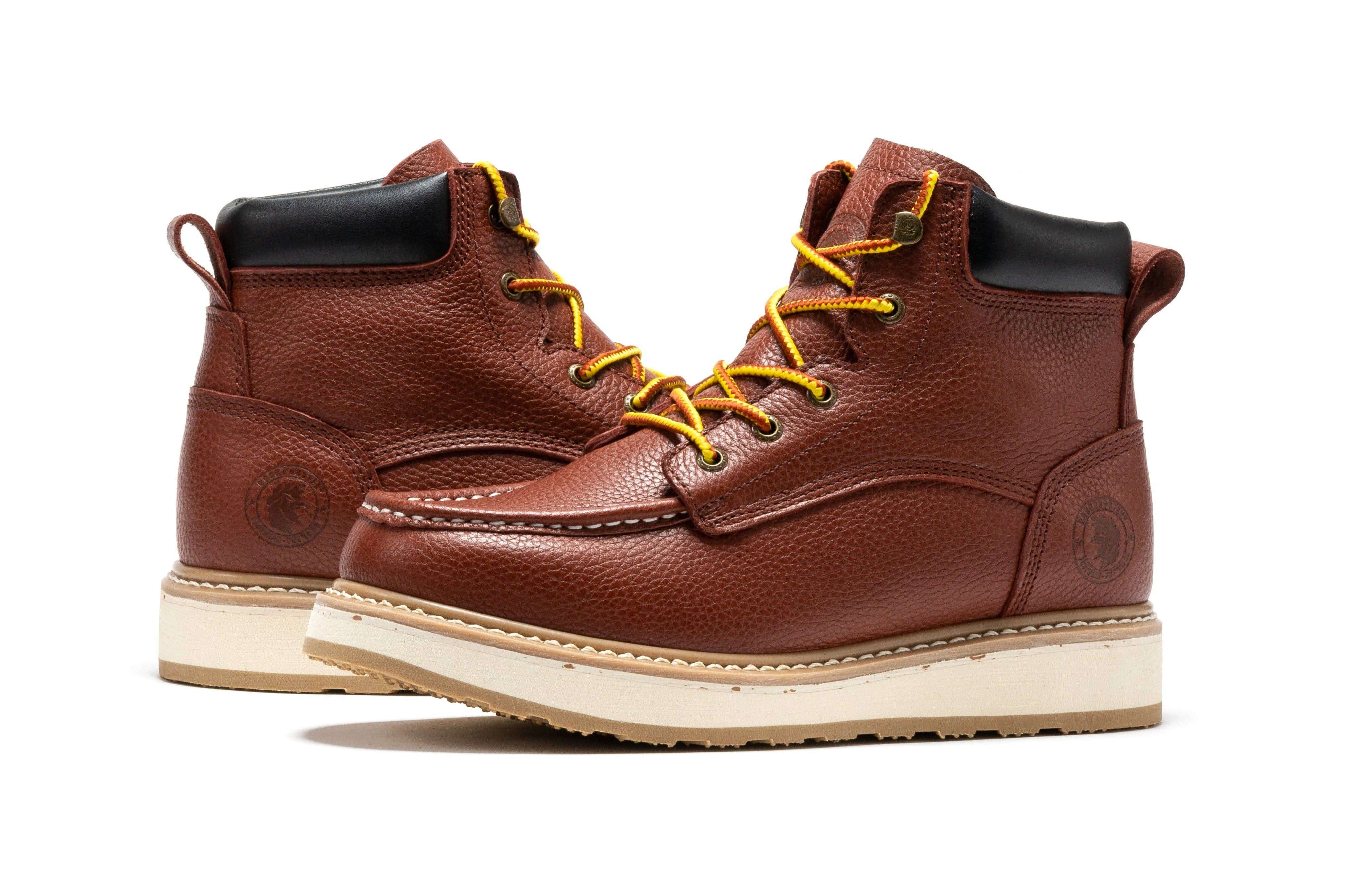 Rock Rooster Footwear - Wholesale Boots - Unisex - ROCKROOSTER Walker Men's 6 Inch Brown Soft Toe Wedge Work Boots SAP36010