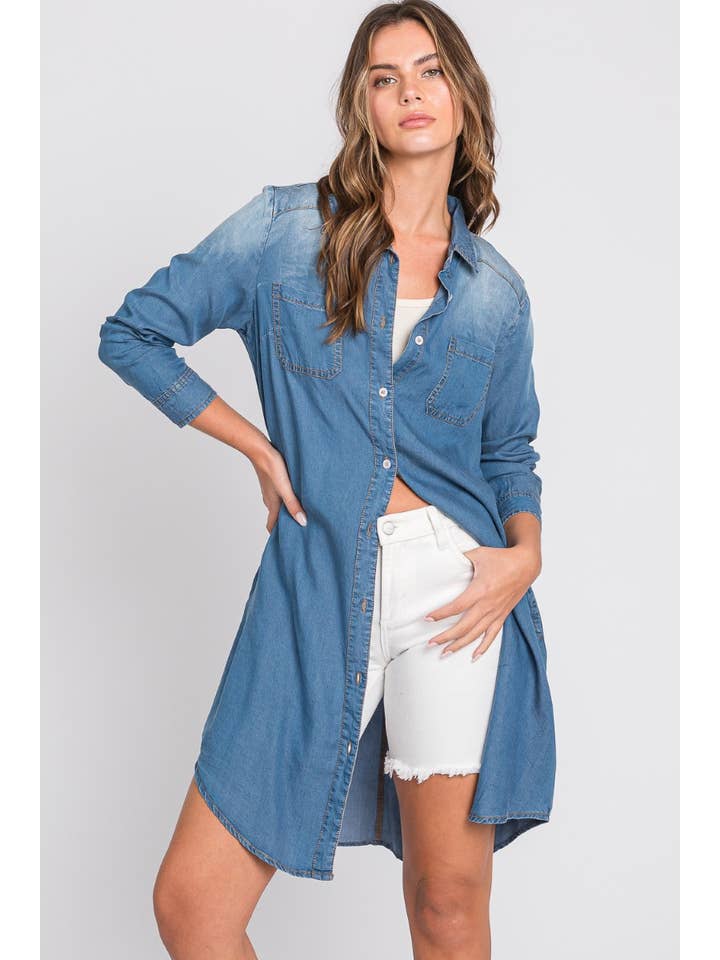 ZiA Apparel - Wholesale Dress - Women's - Washed Shirts Denim Dress 16