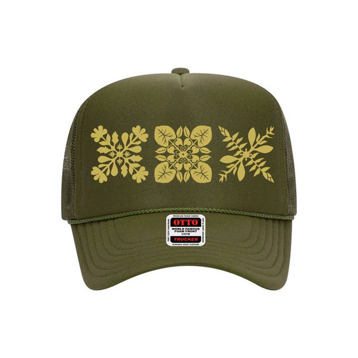 Na Koa Brand - Wholesale Trucker Hat - Unisex - 3Quilt Trucker Hat (Gold Print)5
