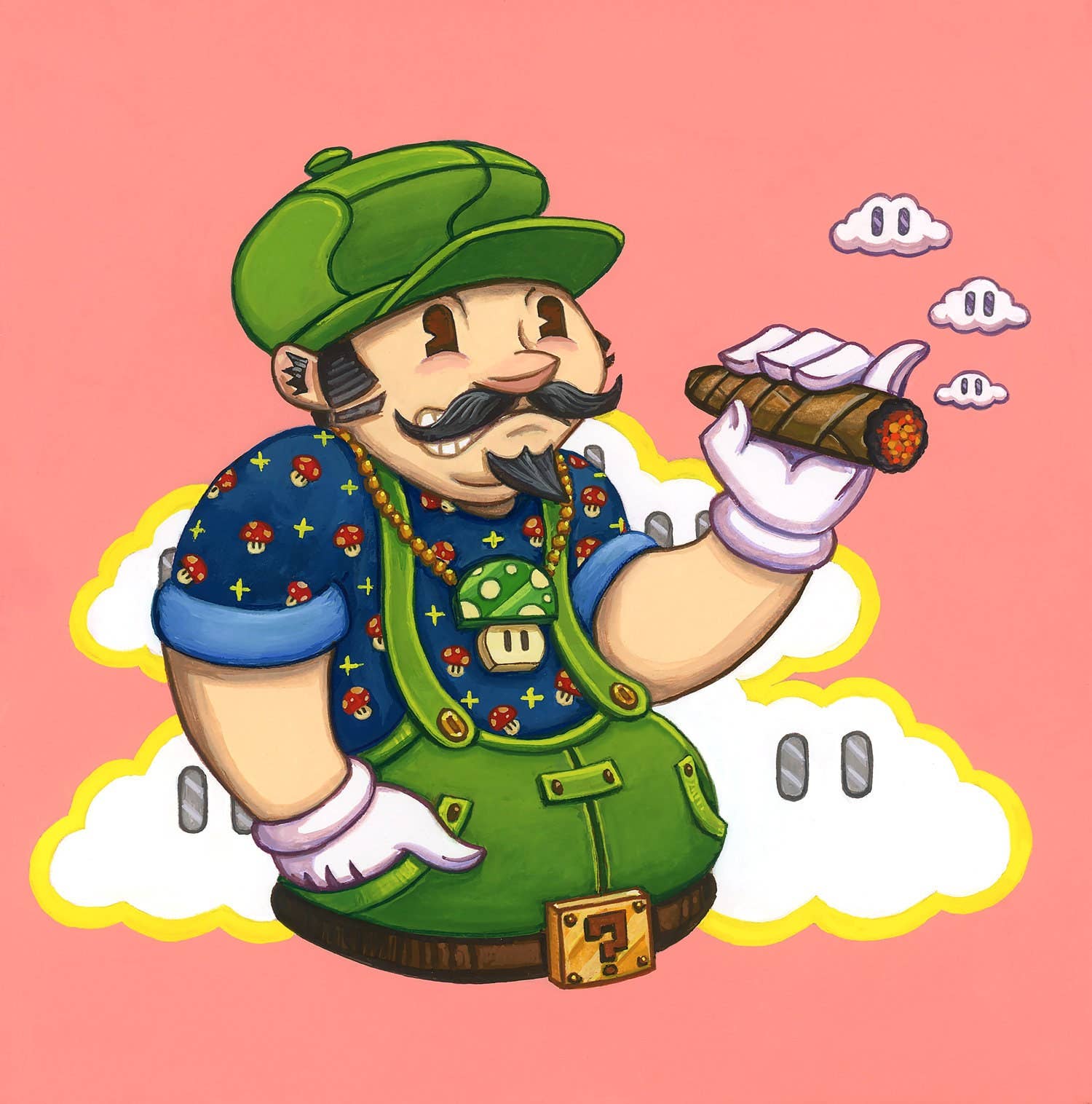 Johnny Acurso Illustration - Wholesale Art Print - OG Luigi - 8"x8" Art Print0