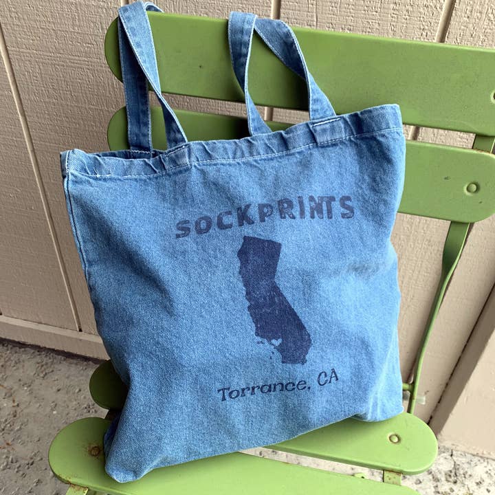 Sockprints - Wholesale Tote Bag - Women's - Personalized Denim Tote – Custom State & City Design0