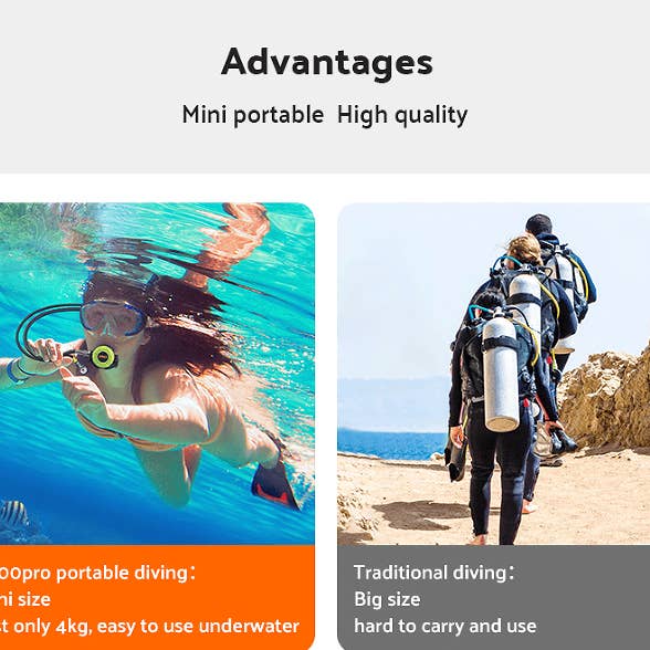 Hard Rock Health Stores - Wholesale Sporting Accessories - 2L Single-bottle respirator diving equipment. Constant pressure 2 Mpa breathing 25-30Minutes snorkel mask snorkeling tube protective back bag, diving gas cylinder, scuba diving, adult men and women12