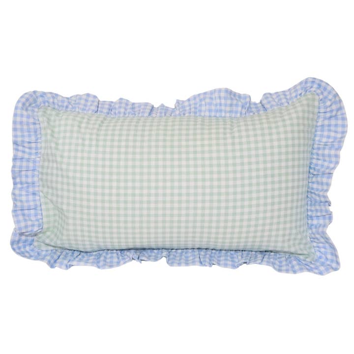 Fodera per cuscino verde a quadretti con balze per la vendita all'ingrosso da parte di Pretty Homestyle
