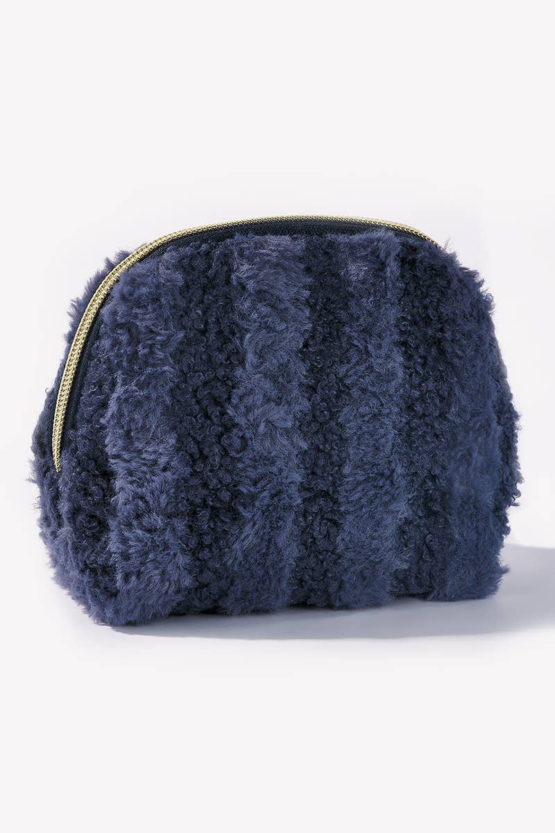 BYREN | ÉLINE L'ATELIER - Wholesale Toiletry Bag - Women's - Teddy Striped Rounded Makeup Bag CY233JH1