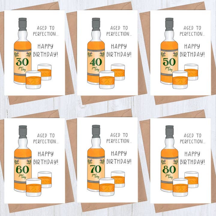 Lou Longworth – wholesale Födelsedagskort – Åldrade till perfektion Whisky Milestone Födelsedagskort6