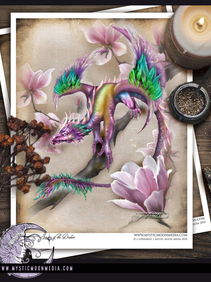 "Spring" Dragon Fantasy Art Print for wholesale by Mystic Moon Media LLC