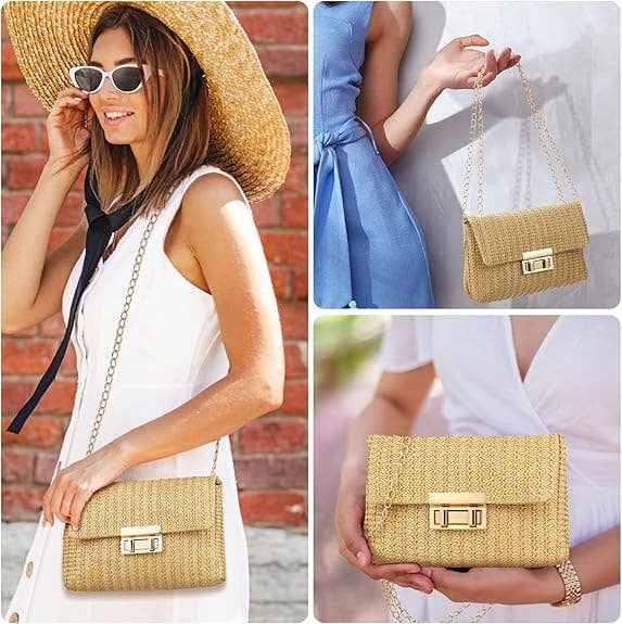 Crover - Wholesale Clutch Bag - Women's - Straw Clutch Crossbody Bag & Retro Sunglasses Set 5
