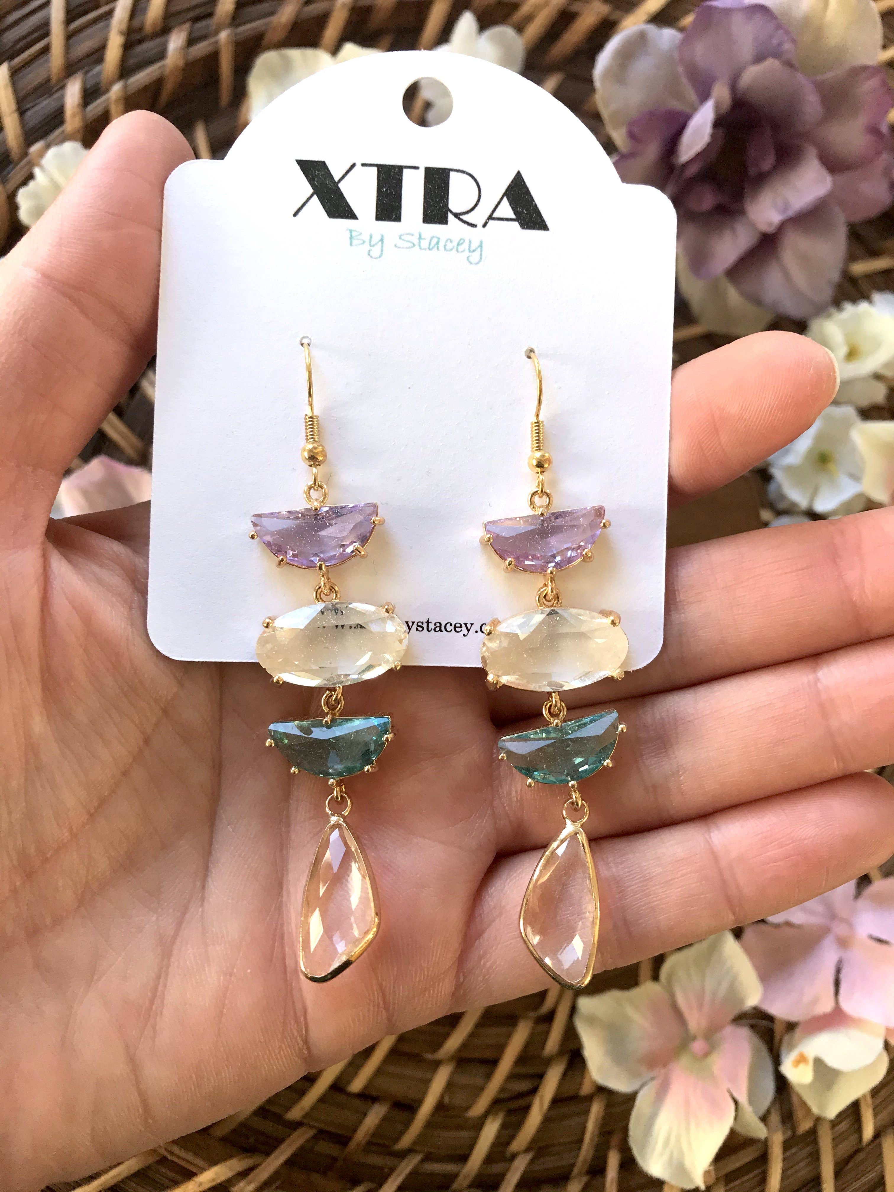 XTRA by Stacey – wholesale Dangle earrings – The Lucy Earring - Blue and Pink Pastel1
