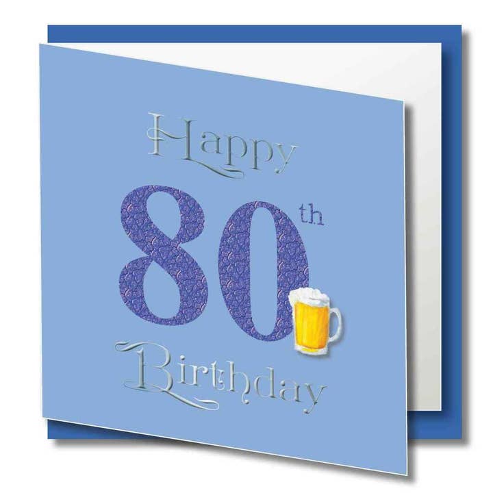 Happy Birthday Greeting Card - Age Eighty (80) for wholesale by Zaquarella