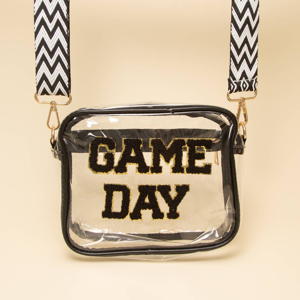 SP Sophia Collection - Wholesale Crossbody Bag - Women's - “Game Day” Fuzzy Chenille Clear Crossbody Bag0