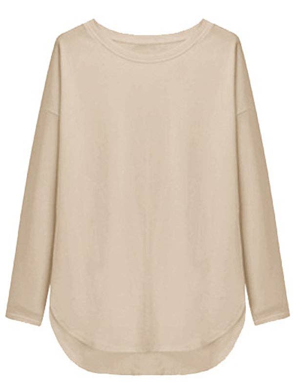 Sheer Trend – Túnica - Mulher por atacado – Camisetas simples de mangas compridas de cor sólida8