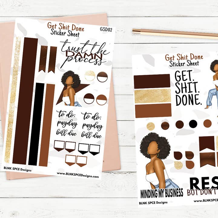 Get Sh*t Done Sticker Sheets | Planner Stickers for wholesale by BLNK SPCE Designs