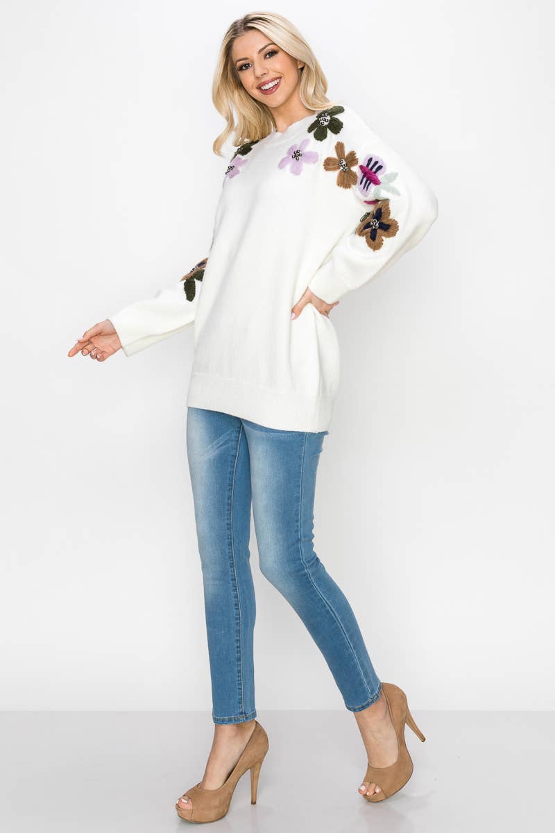 Joh Apparel - Wholesale Pullover-trui - Dames - Scout gebreide gehaakte trui met bloemen6
