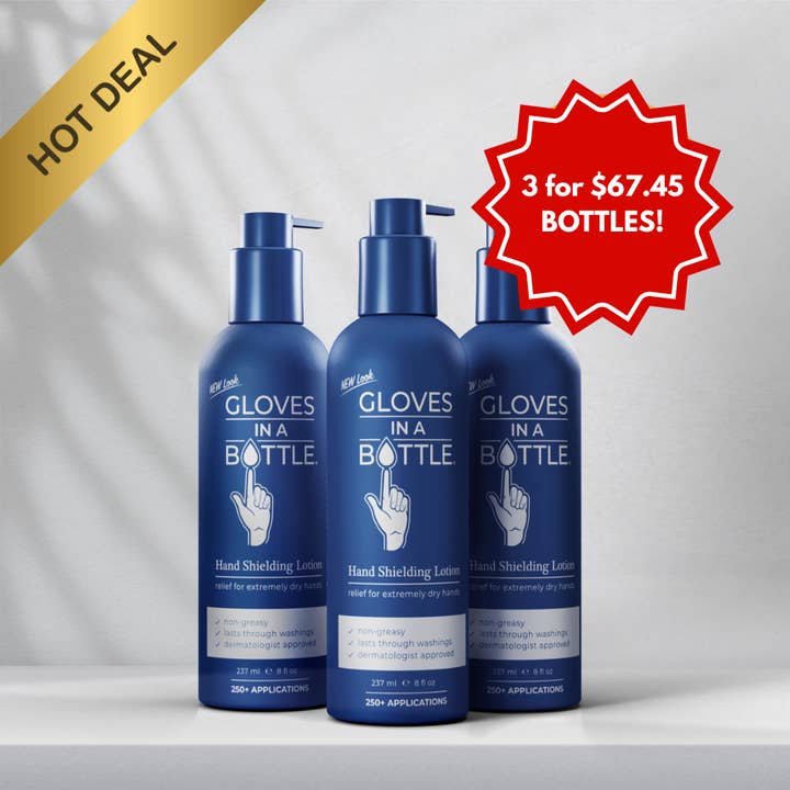 Gloves In A Bottle Shielding Lotion 3 pack 8 Oz Bottle with a New Pump for wholesale by Gloves In A Bottle