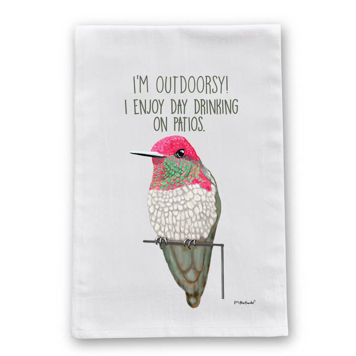 Hummingbird Drinking Cotton Dish Towel for wholesale by Pithitude