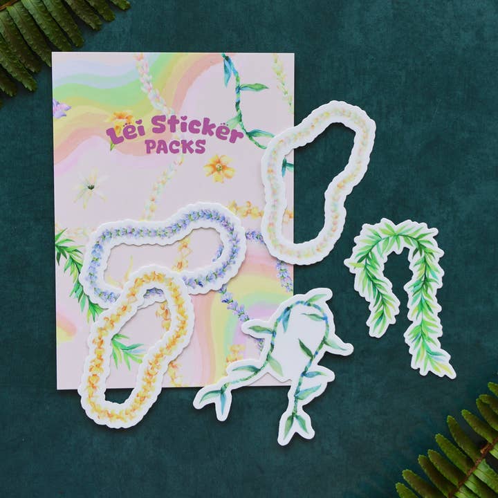 Oh La Lei Sticker Packs for wholesale by Lauren Roth Art