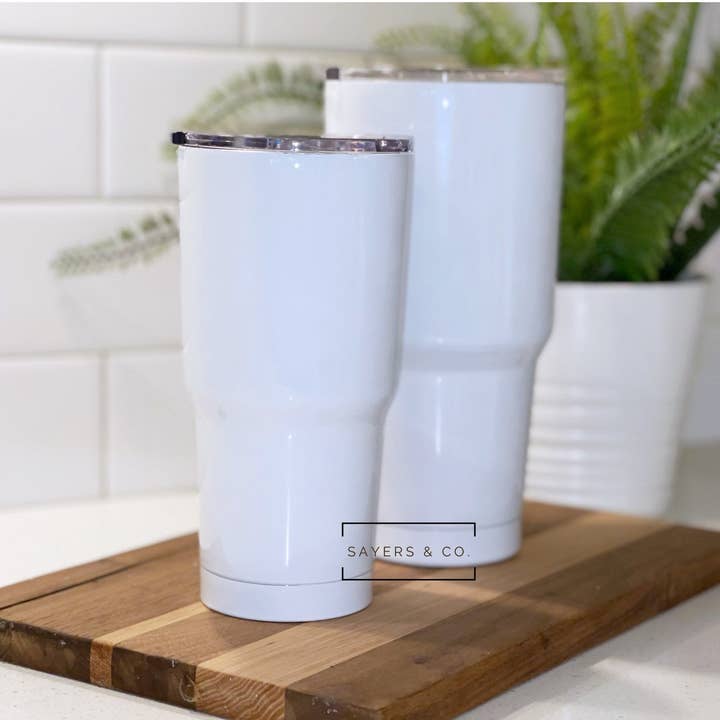 Sayers & Co. - Wholesale Insulated Mug/Tumbler - 20oz or 30oz White Car SUBLIMATION Tumbler Wholesale Blanks1