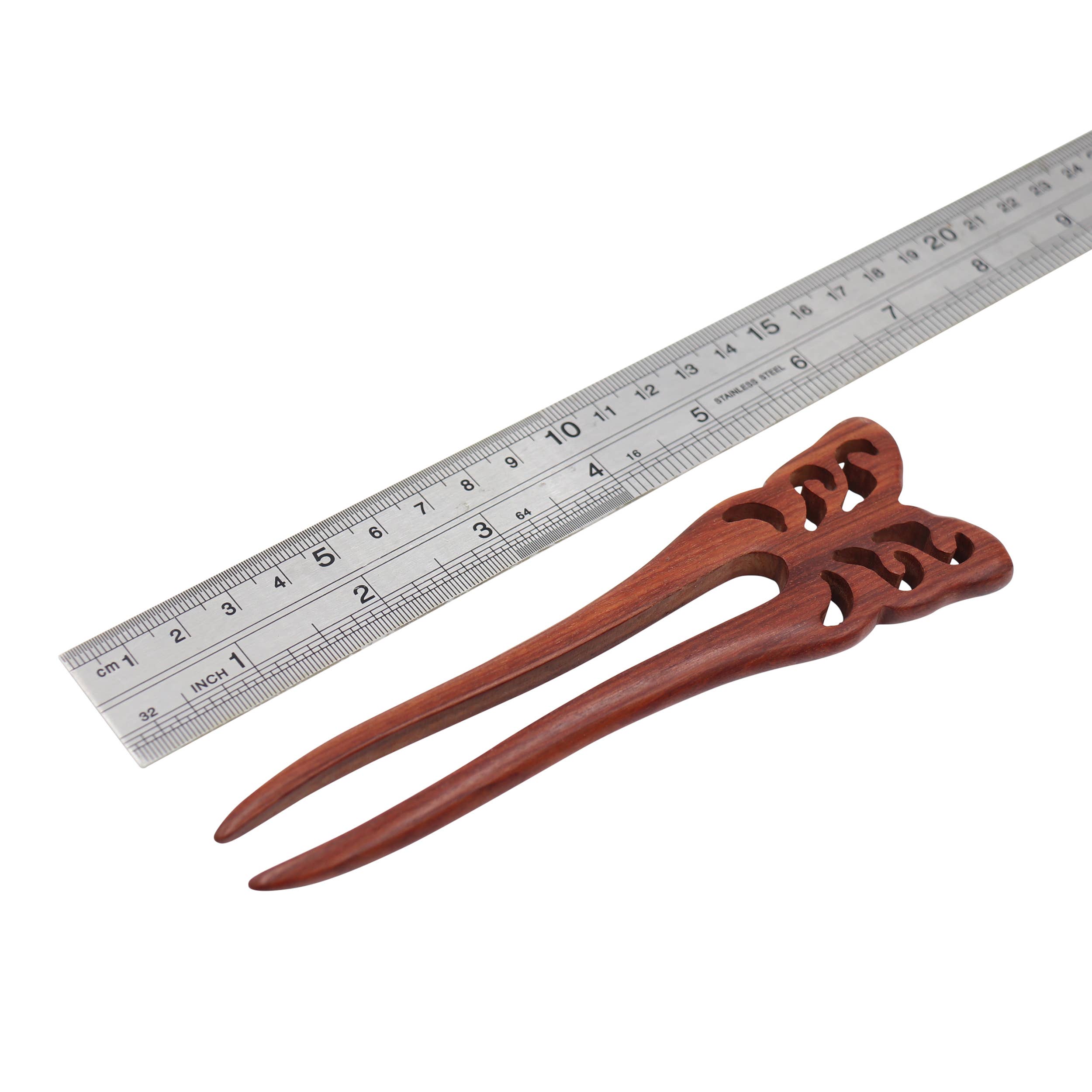 Real Sic - Vendita all'ingrosso Forcine per capelli - Forchetta per capelli in legno di sandalo naturale (farfalla)4