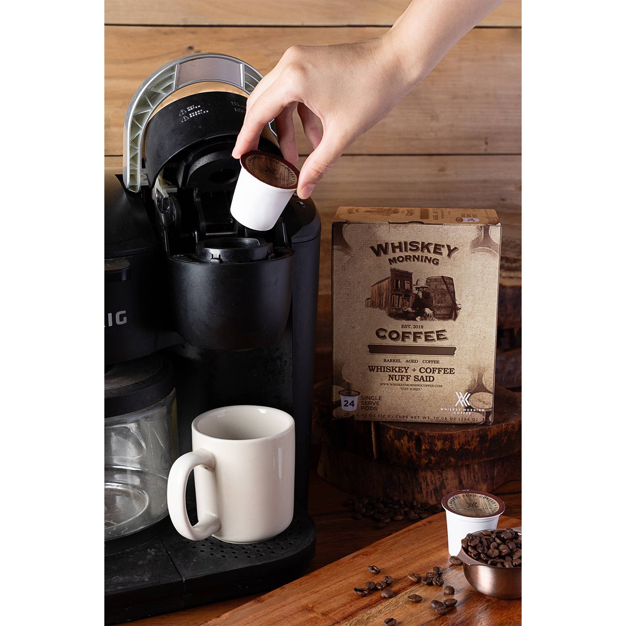 Whiskey Morning Coffee - Wholesale Ground Coffee - Barrel Aged Single Serve Coffee Pods2