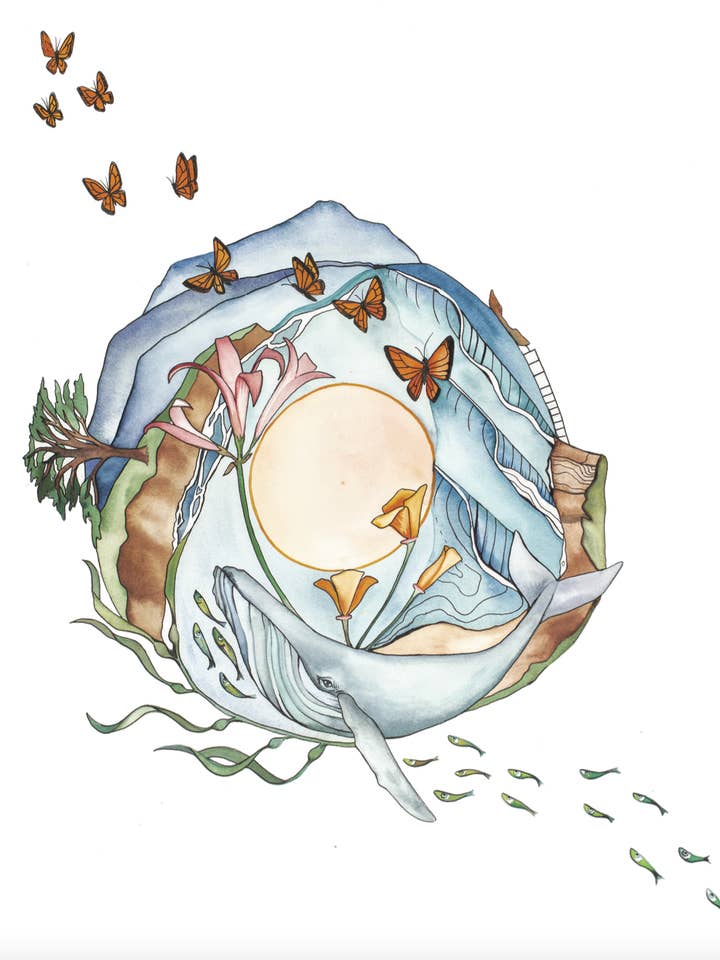 Monterey Bay aquarel kunstdruk voor wholesale door McKella Jo