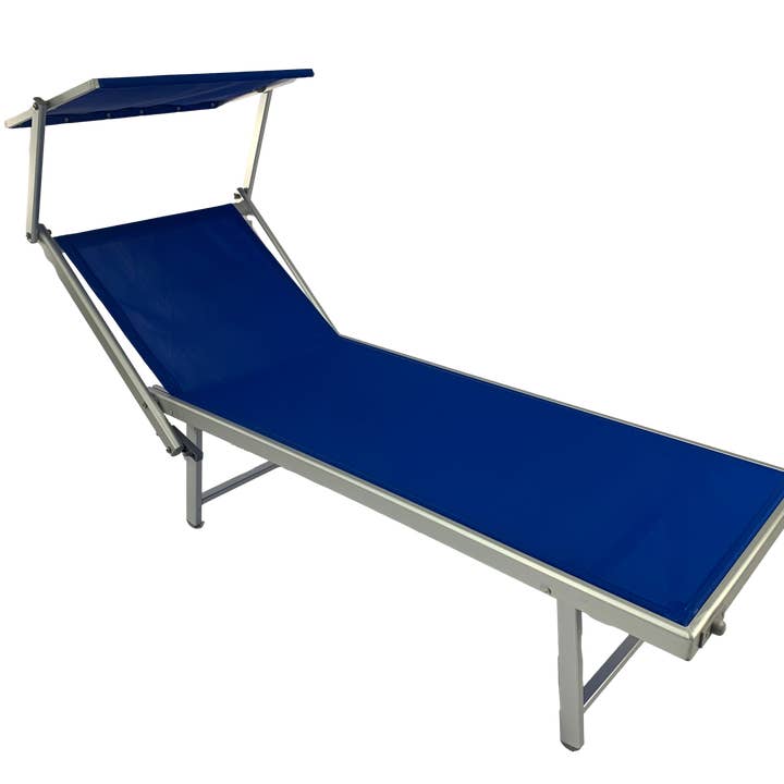 Aluminium Beach Bed with Blue Canopy for wholesale by LIFE IS