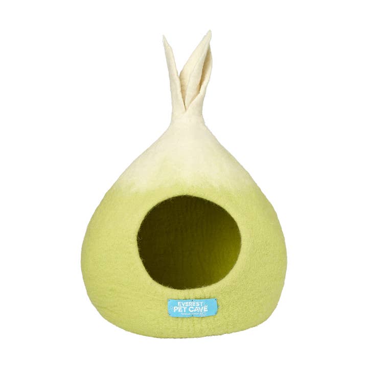 Cat Cave Small Lime-White Mix, 100% Wool, Felted, Handmade for wholesale by Everest Pet Supply & Gifts