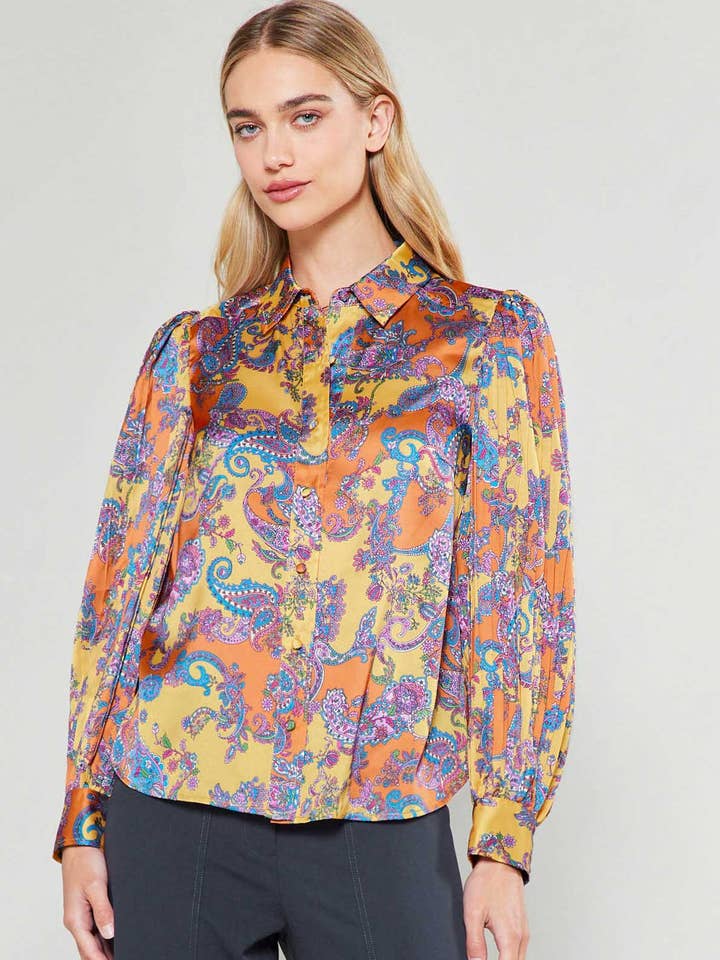 Paisley Printed Button Down Shirts for wholesale by Current Air