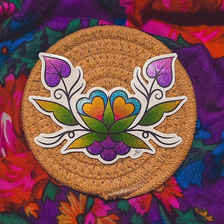 Blue Flower Ojibwe Floral Sticker for wholesale by Bizaanide'ewin