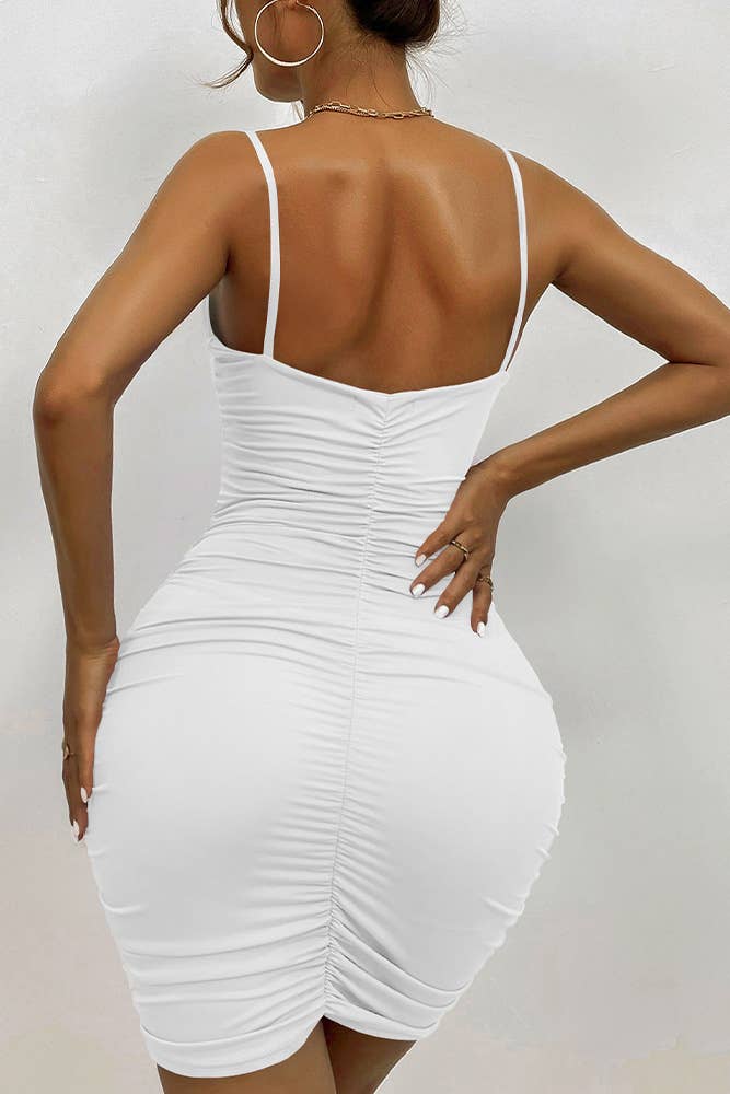 UNISHE - Wholesale Dress - Women's - Summer Solid Color Wrapped Spaghetti Bodycon Dress ZK11042