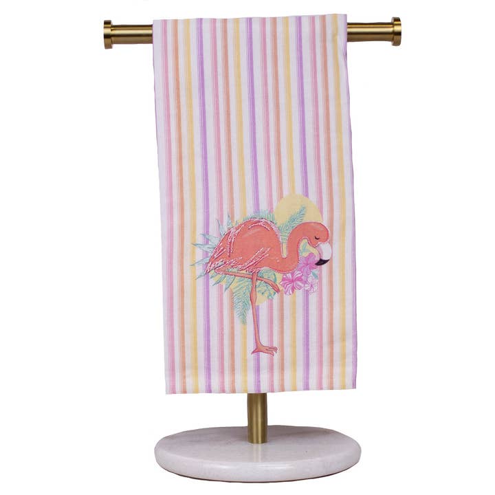 The Royal Standard - Vente Essuie-mains - Serviette de main Flamant d'été Blanc/Rose 20x28