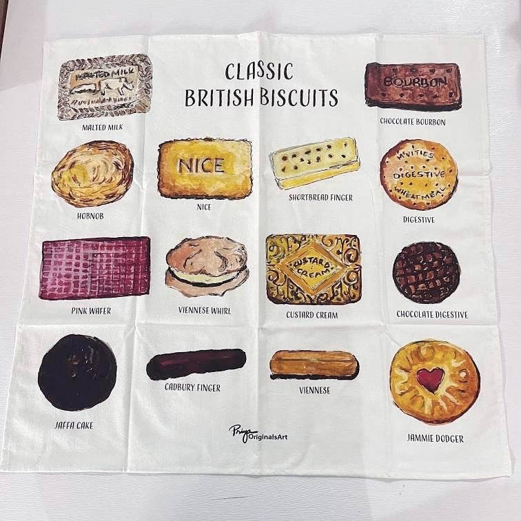 PriyaOriginalsArt - Wholesale Tea Towel - Classic British Biscuits flour sack tea towel2