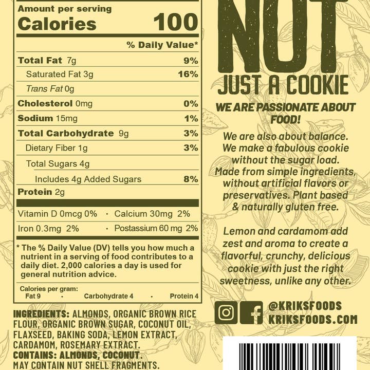 Nut Just a Cookie - Wholesale Cookie - Nut Just A Cookie Lemon Cardamom 1.5 oz 1