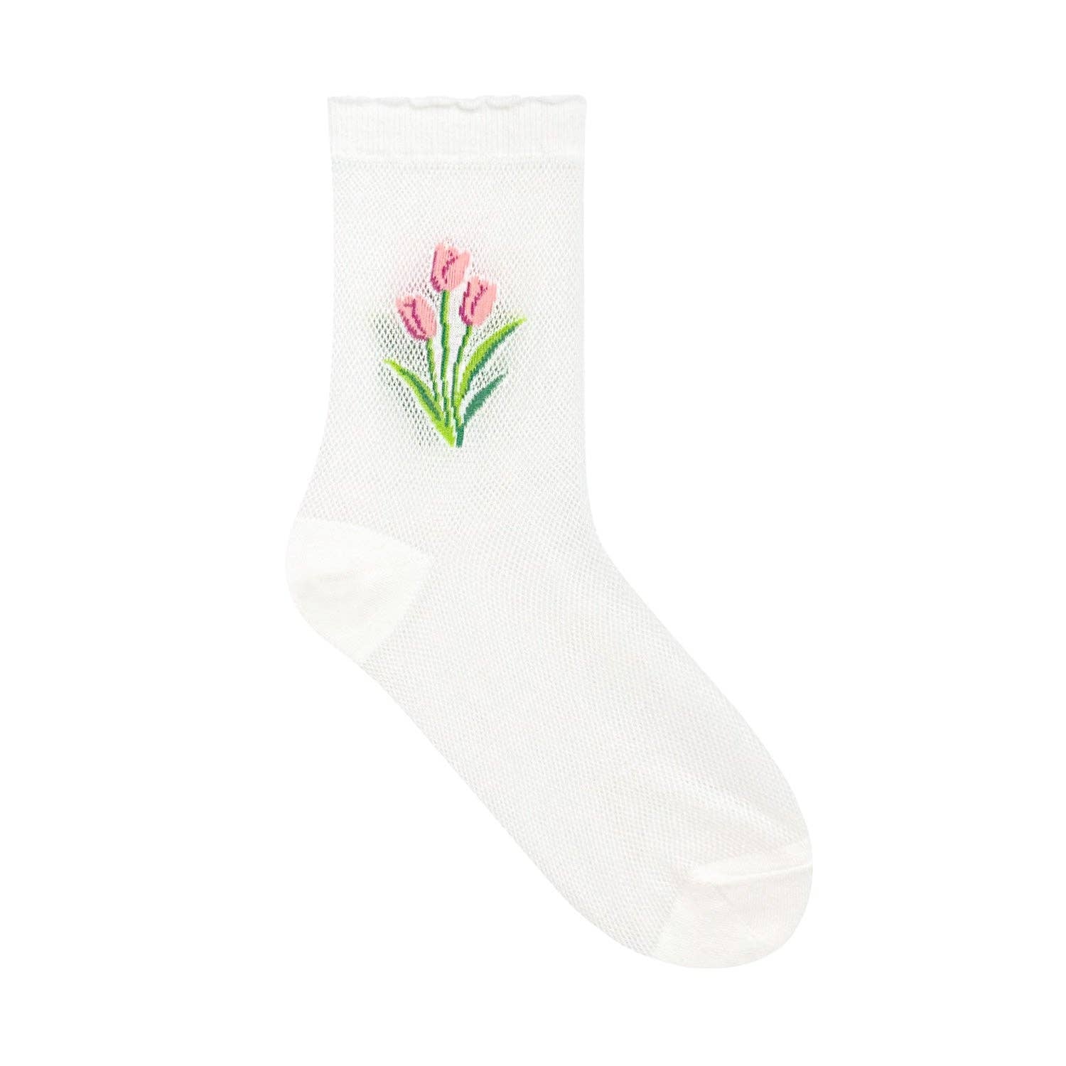7DAYSSOCKS - Vente Chaussettes – femme - Chaussettes de jour romantiques en maille Crew pour femmes0