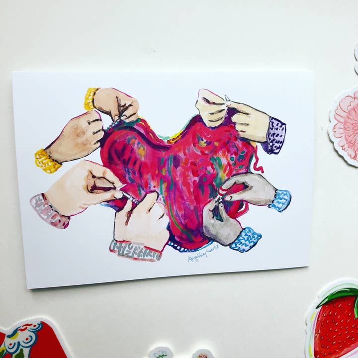 Breihart kaart, liefde en fiber art illustratie voor wholesale door Gray Day Studio