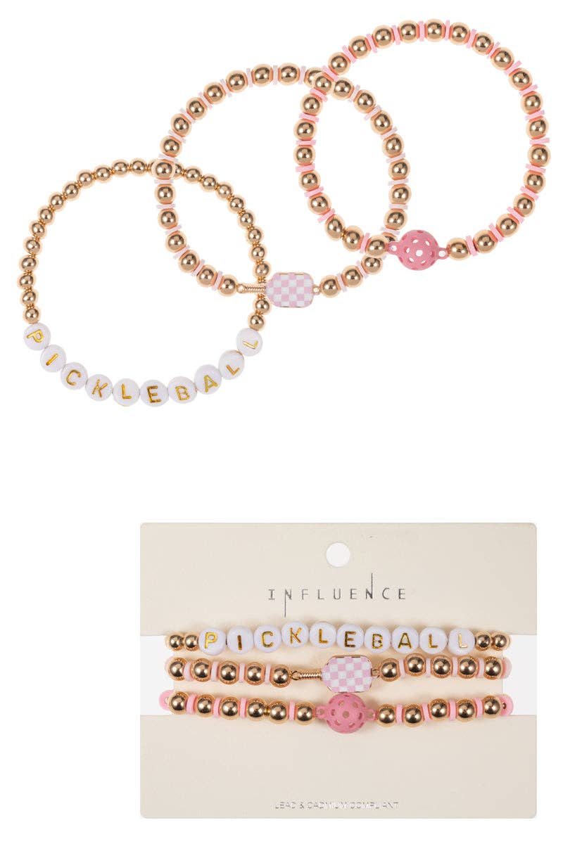 Designature New York - Wholesale Jewelry Set - Sports Pickleball Shaped 3 Set Stretch Bracelet3