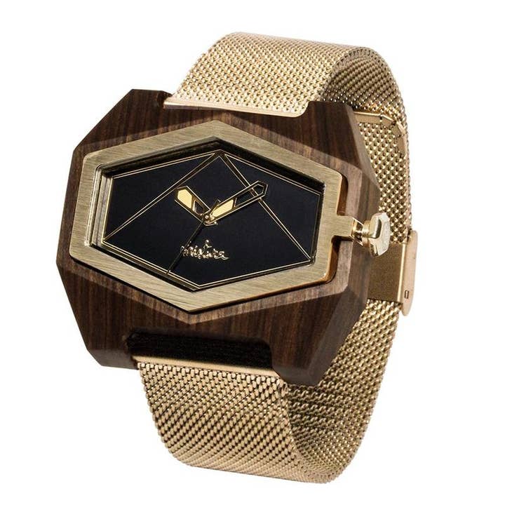 Infinite Gold Mesh Pui zwart goud G horloge voor wholesale door Mistura Timepieces