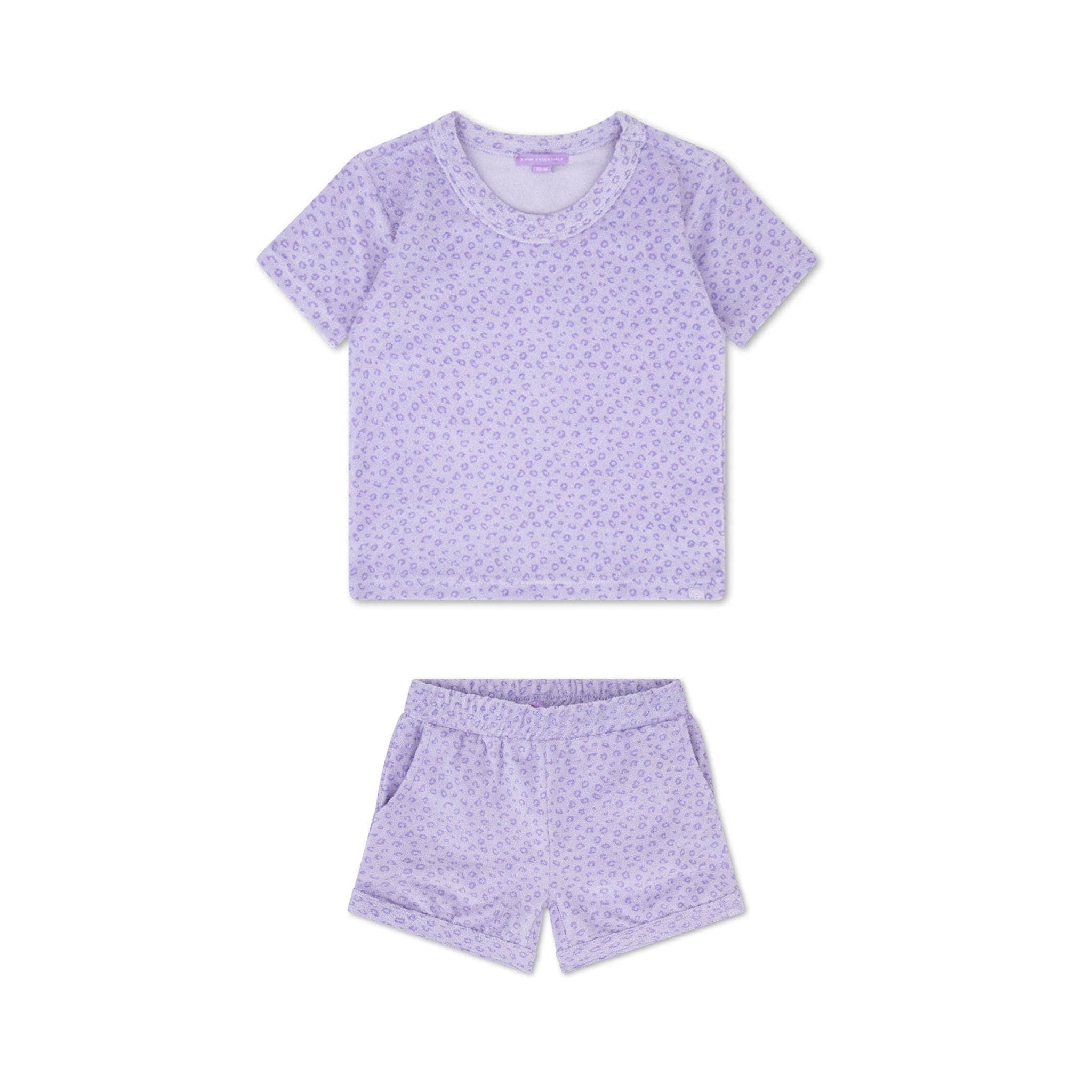 Swim Essentials - Wholesale Top & Short Set - Kids - Swim Essentials | Leopard Lila Meisjes Set Strand - Terry