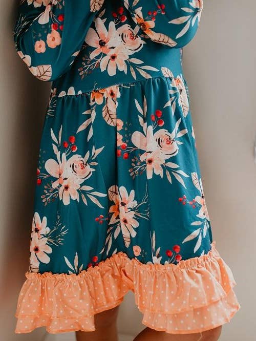 Dark Green Floral Dress for wholesale by Adorable Sweetness