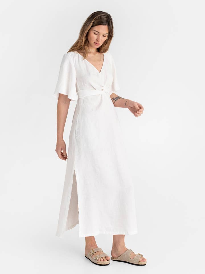 Maxi linen dress AGRA in White for wholesale on Faire