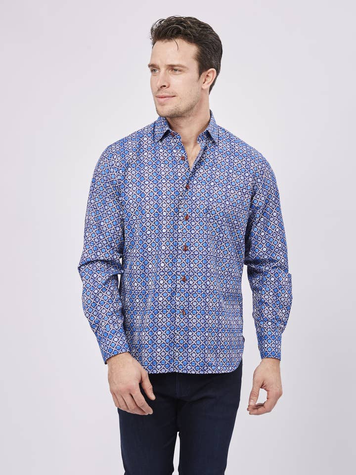 Blue and Purple with Diamonds and Hexagons for wholesale by Luchiano Visconti