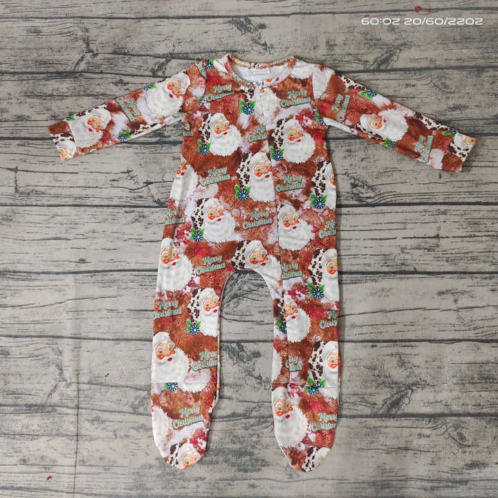 Aier Wholesale - Wholesale Jumpsuit - Baby - Baby boys Christmas santa leopard footie rompers1