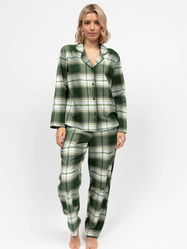 Fern Brushed Check Pyjama Set for wholesale by Cyberjammies