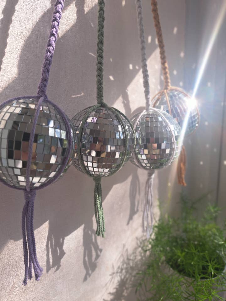 Disco Ball Macrame Hanger for wholesale by Canary Macrame