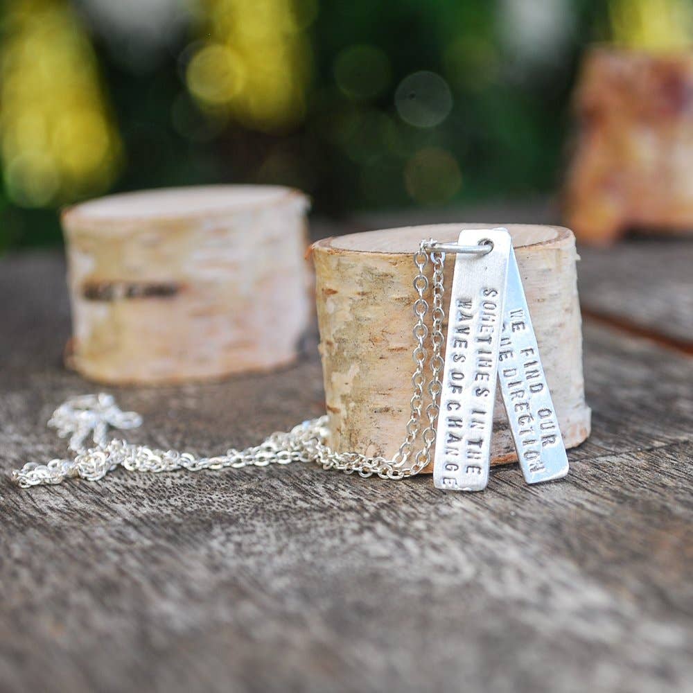 Chocolate and Steel – wholesale Pendant/charm necklace – Sometimes in the Waves of Change We Find our True Direction - Quote Necklace11