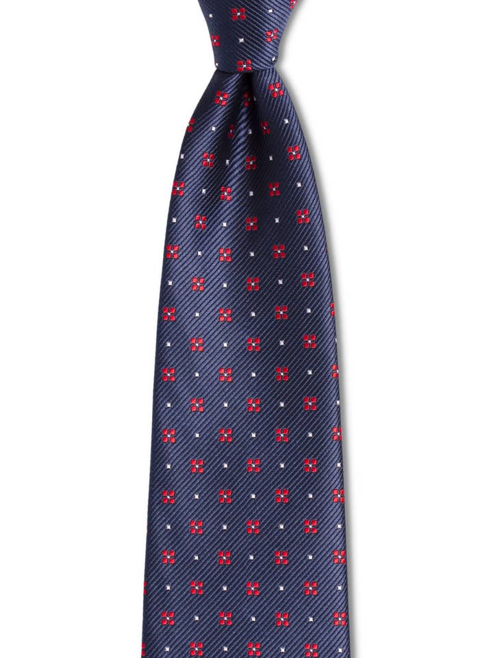 Cravatta tradizionale geometrica rosso-blu per la vendita all'ingrosso da parte di GoTie