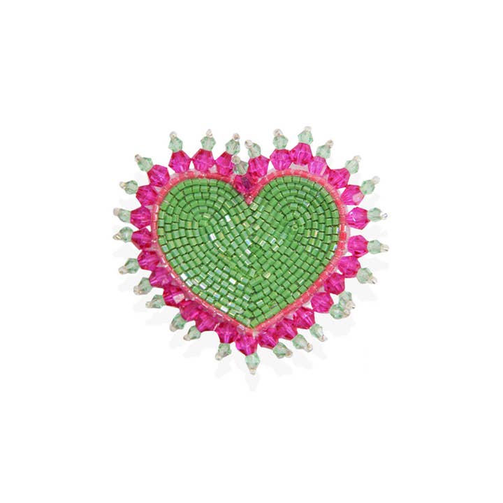 Verde BROCHE BORDADO EN FORMA DE CORAZÓN - CRUSHIE de venta al por mayor en Faire